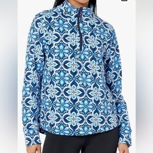 NWOT Vera Bradley 1/4 zip Sweatshirt Sweater Top RAINDROP MEDALLION Blue